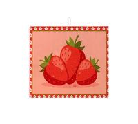 Tappetino scolapiatti a forma di fragola per bancone della cucina, tappetino scolapiatti assorbente per frutta rossa, tappetino scolapiatti estivo in microfibra floreale per protezione bar 40,6 x 45,7