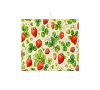 Tappetino scolapiatti a forma di fragola per bancone della cucina, tappetino scolapiatti assorbente rosso floreale per primavera estate in microfibra per protezione bar 40,6 x 45,7 cm