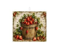 Tappetino scolapiatti a forma di fragola per bancone della cucina, tappetino scolapiatti assorbente rustico vintage, in microfibra, per bar, 40,6 x 45,7 cm