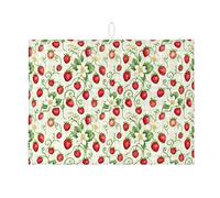 Tappetino scolapiatti a forma di fragola per bancone della cucina, tappetino scolapiatti assorbente vintage con bacche rosse, tappetino scolapiatti in microfibra primaverile per protezione bar 45,7 x