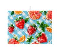 Tappetino scolapiatti a forma di fragola per cucina, con motivo di frutta vivace, assorbente, tappetino scolapiatti estivo, in microfibra, per bancone della cucina, 45,7 x 61 cm