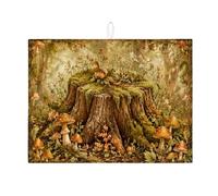 Tappetino scolapiatti a forma di funghi della foresta, per bancone della cucina, tappetino assorbente per scolapiatti naturale, tappetino scolapiatti in microfibra autunnale per bancone della cucina