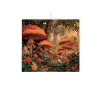 Tappetino scolapiatti a forma di fungo autunnale per bancone della cucina, stile vintage, con foresta incantata, assorbente, in microfibra, per bancone della cucina, 40,6 x 45,7 cm