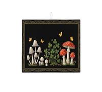 Tappetino scolapiatti a forma di fungo nero per cucina, tappetino scolapiatti assorbente vintage botanico, tappetino scolapiatti in microfibra per bar 40,6 x 45,7 cm