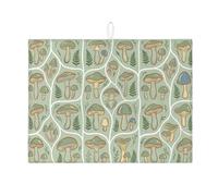 Tappetino scolapiatti a forma di fungo per bancone della cucina, tappetino assorbente verde per scolapiatti in microfibra botanica per protezione da bar, 45 x 61 cm