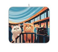 Tappetino scolapiatti a forma di gatto con motivo floreale, ultra assorbente, grande tappetino per asciugare piatti da cucina, 45,7 x 61 cm