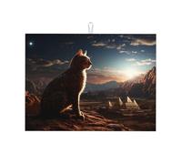 Tappetino scolapiatti a forma di gatto del deserto, in microfibra, grande, per bancone della cucina, super assorbente, tappetino scolapiatti facile da pulire, 45,7 x 61 cm