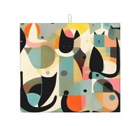 Tappetino scolapiatti a forma di gatto di arte moderna della metà del secolo, scolapiatti per macchina da caffè in microfibra assorbente per bancone della cucina 40,6 x 45,7 cm