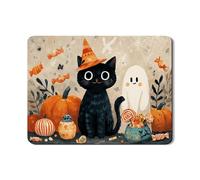 Tappetino scolapiatti a forma di gatto di Halloween per bancone della cucina, tappetino in gomma assorbente con gatto e fantasma, tappetino per asciugare il bancone della cucina, 45,7 x 61 cm