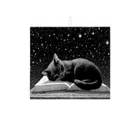 Tappetino scolapiatti a forma di gatto per bancone della cucina, assorbente notte stellata, tappetino scolapiatti in microfibra vintage per bancone della cucina, protezione da bar, 40,6 x 45,7 cm