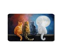 Tappetino scolapiatti a forma di gatto, per bancone della cucina, design con gatto e luna, in gomma assorbente, comodo tappetino scolapiatti in pelle PU per bancone della cucina, 30,5 x 50,8 cm