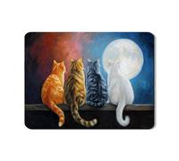 Tappetino scolapiatti a forma di gatto, per bancone della cucina, design con gatto e luna, in gomma assorbente, comodo tappetino scolapiatti in pelle PU per bancone della cucina, 45,7 x 61 cm