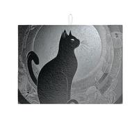 Tappetino scolapiatti a forma di gatto per bancone della cucina, elegante linea argentata, assorbente, tappetino scolapiatti moderno, in microfibra, per bancone della cucina, 45,7 x 61 cm