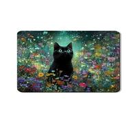 Tappetino scolapiatti a forma di gatto per bancone della cucina, fantasia floreale, assorbente, in gomma, tappetino scolapiatti ispirato alla natura, decorazione da cucina 30,5 x 50,8 cm