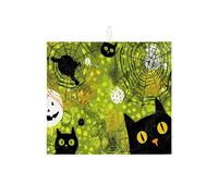 Tappetino scolapiatti a forma di gatto per bancone della cucina, motivo gatto spettrale, motivo ragnatela, assorbente, scolapiatti in microfibra, per decorazione del bancone della cucina, 40,6 x 45,7