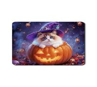 Tappetino scolapiatti a forma di gatto per bancone della cucina, simpatica zucca strega in gomma assorbente scolapiatti tappetino per scolapiatti in pelle PU per decorazione bancone della cucina, 30,5