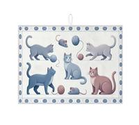 Tappetino scolapiatti a forma di gatto, per bancone della cucina, tappetino assorbente per scolapiatti a forma di felino, per tutto l'anno, in microfibra, per bar, 45 x 61 cm
