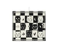 Tappetino scolapiatti a forma di gatto, per bancone della cucina, tappetino assorbente per scolapiatti bianco e nero, moderno e divertente tappetino in microfibra per bancone della cucina, 40,6 x 45,7