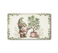 Tappetino scolapiatti a forma di gnomo per bancone della cucina, in gomma assorbente verde floreale, tappetino scolapiatti in pelle PU Spring Nature per protezione bar 30,5 x 50,8 cm