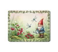 Tappetino scolapiatti a forma di gnomo per bancone della cucina, tappetino scolapiatti in gomma assorbente con bacche, tappetino scolapiatti primaverile floreale natura in pelle PU per bar 45,7 x 61