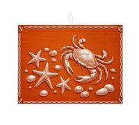 Tappetino scolapiatti a forma di granchio, assorbente per bancone della cucina, granchio arancione e stella marina, tappetino scolapiatti estivo in microfibra, 45,7 x 61 cm