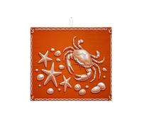 Tappetino scolapiatti a forma di granchio, assorbente per bancone della cucina, granchio arancione e stella marina, tappetino scolapiatti estivo in microfibra, 40,6 x 45,7 cm