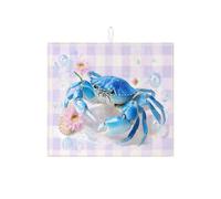 Tappetino scolapiatti a forma di granchio blu, per bancone della cucina, decorazione costiera, assorbente, tappetino in microfibra estivo per proteggere il bancone della cucina, 40,6 x 45,7 cm