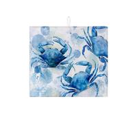 Tappetino scolapiatti a forma di granchio nautico per bancone della cucina, tappetino assorbente per scolapiatti artistico a forma di granchio blu, tappetino in microfibra costiera estiva per bancone