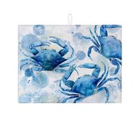Tappetino scolapiatti a forma di granchio nautico per bancone della cucina, tappetino assorbente per scolapiatti artistico a forma di granchio blu, tappetino in microfibra costiera estiva per bancone