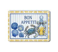 Tappetino scolapiatti a forma di granchio nautico per bancone della cucina, tappetino in gomma assorbente costiera con conchiglie blu, tappetino estivo in pelle sintetica per asciugare la zona pranzo