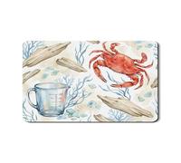 Tappetino scolapiatti a forma di granchio, per bancone della cucina, in gomma assorbente, colore blu oceano, tappetino per asciugare i piatti in pelle sintetica in poliuretano, per bar, 30,5 x 50,8 cm