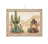 Tappetino scolapiatti a forma di lanterna con cactus per bancone della cucina, tappetino scolapiatti assorbente per deserto, tappetino scolapiatti in microfibra bohémien primaverile per bancone della