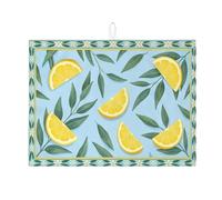 Tappetino scolapiatti a forma di limone, per bancone della cucina, assorbente floreale, tappetino scolapiatti estivo, in microfibra, per proteggere il bancone della cucina, 45,7 x 61 cm