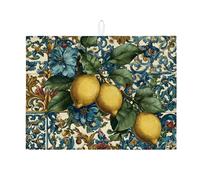 Tappetino scolapiatti a forma di limone, per bancone della cucina, stile vintage botanico, assorbente, tappetino scolapiatti in microfibra mediterranea per bancone della cucina, protezione da bar
