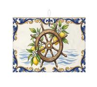 Tappetino scolapiatti a forma di limone, per bancone della cucina, tappetino scolapiatti assorbente con motivo floreale rustico, tappetino in microfibra per l'estate, 45,7 x 61 cm