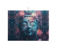 Tappetino scolapiatti a forma di loto per meditazione cosmica, in microfibra, grande, per bancone della cucina, tappetino super assorbente, tappetino scolapiatti facile da pulire, 45,7 x 61 cm