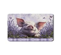 Tappetino scolapiatti a forma di maiale alla lavanda, per bancone della cucina, in gomma assorbente, stile pastorale, per la primavera, decorazione stagionale, protezione per bar, 30,5 x 50,8 cm