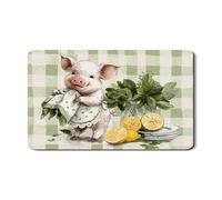 Tappetino scolapiatti a forma di maialino per bancone della cucina, tappetino assorbente in gomma assorbente, decorazione per cucina ispirata alla primavera, affascinante arte con animali, 30,5 x 50,8