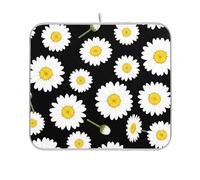 Tappetino scolapiatti a forma di margherita con fiori, in microfibra, per bancone della cucina, 45,7 x 61 cm