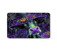 Tappetino scolapiatti a forma di mucca, in gomma assorbente, motivo floreale viola spettrale, tappetino scolapiatti in pelle PU per proteggere il bancone della cucina, 30,5 x 50,8 cm
