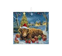 Tappetino scolapiatti a forma di mucca natalizia, per cucina, festività, assorbente, in microfibra, per bancone e bar, 40,6 x 45,7 cm