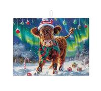 Tappetino scolapiatti a forma di mucca, per bancone della cucina, tappetino assorbente per scolapiatti colorato, in microfibra, per decorazioni natalizie, 45,7 x 61 cm