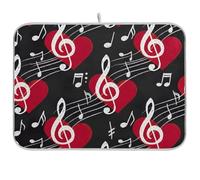 Tappetino scolapiatti a forma di note musicali, tappetino assorbente per scolapiatti da cucina, 40,6 x 45,7 cm