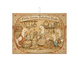 Tappetino scolapiatti a forma di oca, per bancone della cucina, tappetino assorbente vintage beige, tappetino scolapiatti in microfibra rustico, per decorazione della cucina, 45,7 x 61 cm