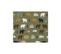 Tappetino scolapiatti a forma di orso, per bancone della cucina, con animali della foresta rustica, assorbente, in microfibra, per bancone della cucina, 40,6 x 45,7 cm