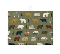 Tappetino scolapiatti a forma di orso, per bancone della cucina, con animali della foresta rustica, assorbente, in microfibra, per bancone della cucina, protezione da bar, 45 x 61 cm