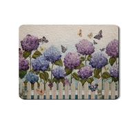 Tappetino scolapiatti a forma di ortensia per bancone della cucina, in gomma assorbente, motivo floreale vintage, tappetino scolapiatti per la primavera e l'estate, 45,7 x 61 cm