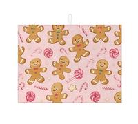 Tappetino scolapiatti a forma di pan di zenzero, per bancone della cucina, tappetino assorbente per piatti da cucina, tappetino assorbente in microfibra divertente per l'inverno, 45,7 x 61 cm