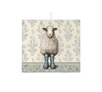 Tappetino scolapiatti a forma di pecora, per bancone della cucina, stile vintage, blu, con motivo floreale, assorbente, in microfibra, per bancone della cucina, decorazione per la casa, 40,6 x 45,7 cm
