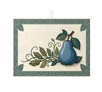 Tappetino scolapiatti a forma di pera blu per bancone della cucina, tappetino assorbente per scolapiatti con foglie, tappetino in microfibra botanico vintage, per decorazione primaverile, 45,7 x 61 cm